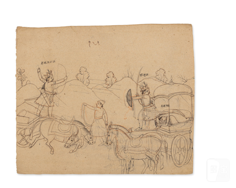 A group of nineteen drawings depicting the abduction of Rukmini by Krishna, India, Guler or Kangra, Late 18th / Early 19th century - 图4